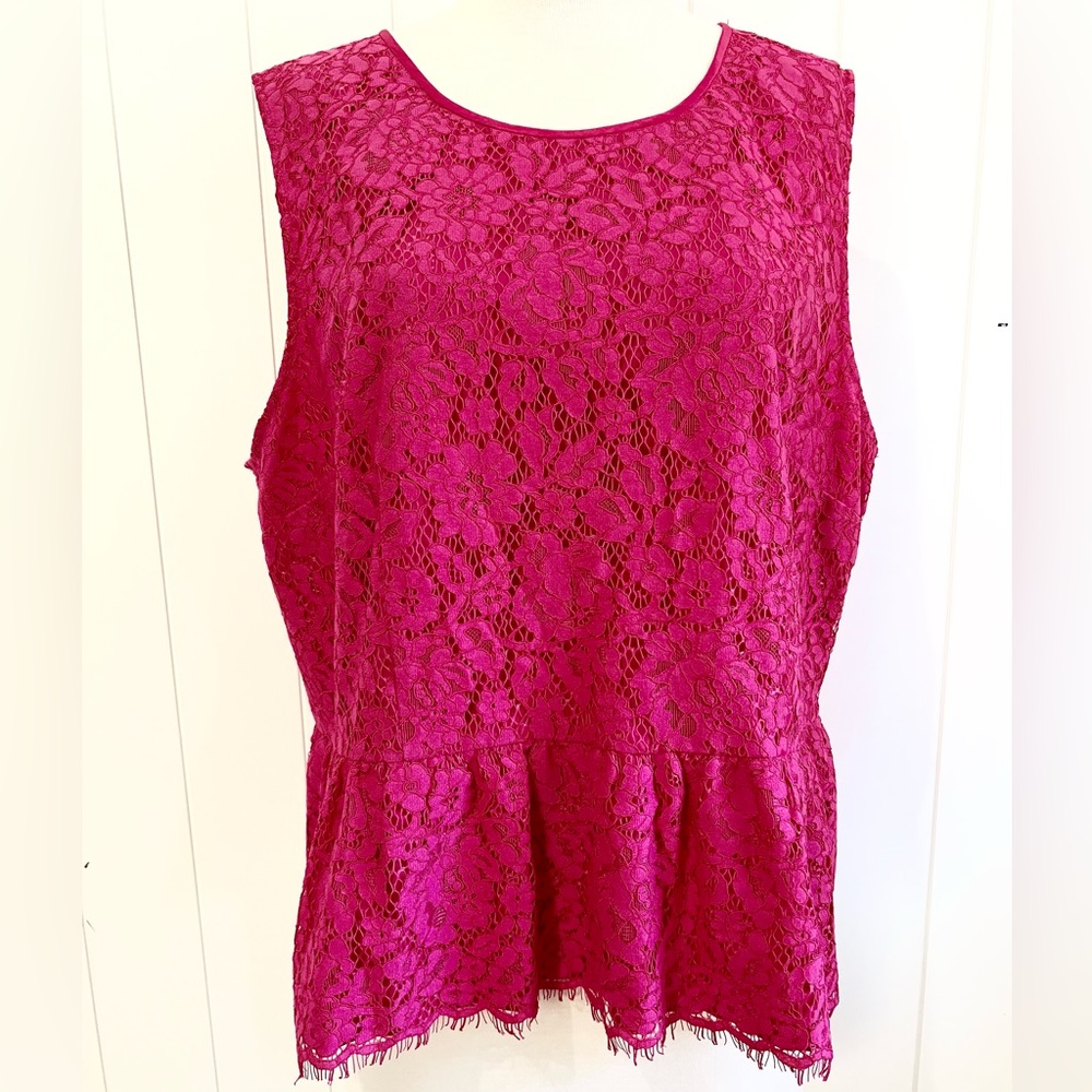 Talbots NWT Lacy Top Women Size 20 Hot Pink